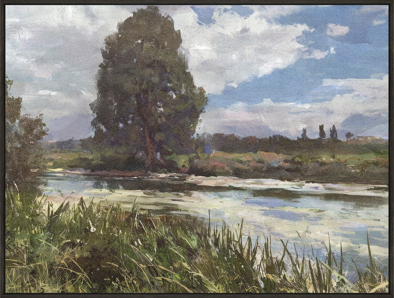 Œuvre d’art encadrée « Summer River » sur toile - 31 po x 41 po