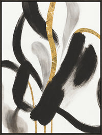  Toile décorative encadrée « Gold Black Abstract » - 31 po x 41 po