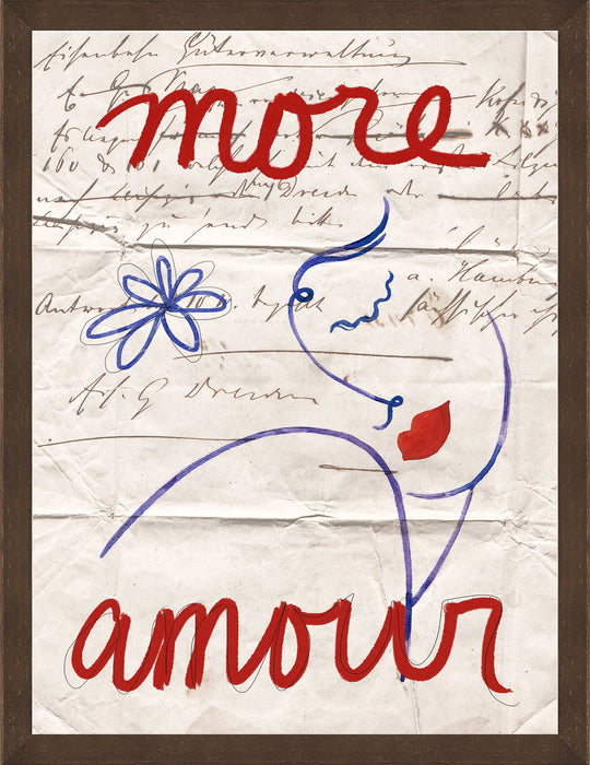 Œuvre d’art encadrée au fini lin « More Amour » - 27 po x 35 po