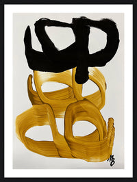 Œuvre d’art encadrée et surélevée sous verre « Black Dominates No. 3 » avec passe-partout - 26 po x 34 po