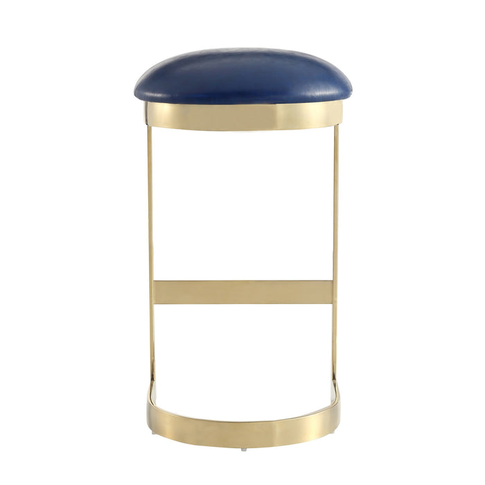 Tabouret bar Aura de Manhattan Comfort de 28,54 po en laiton poli et en acier inoxydable - bleu
