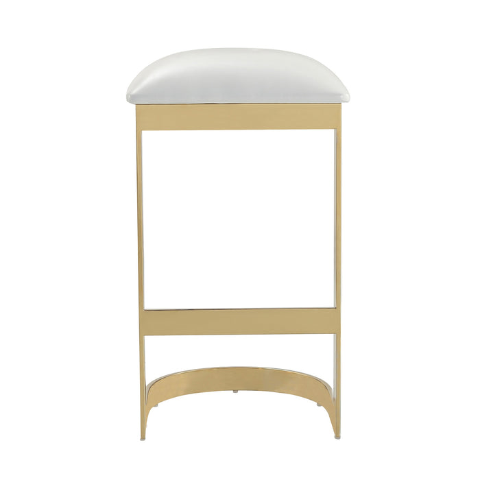 Tabouret bar Aura de Manhattan Comfort de 28,54 po en laiton poli et en acier inoxydable - blanc