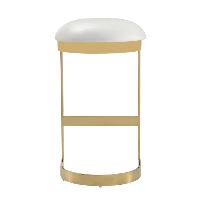 Tabouret bar Aura de Manhattan Comfort de 28,54 po en laiton poli et en acier inoxydable - blanc