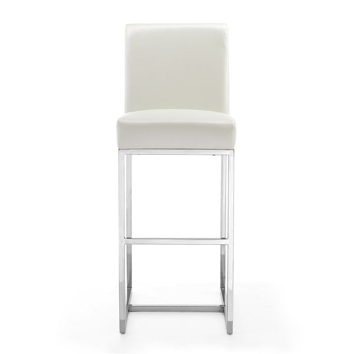 Tabouret bar Element de Manhattan Comfort de 42,13 po en chrome poli et en acier inoxydable - blanc perle