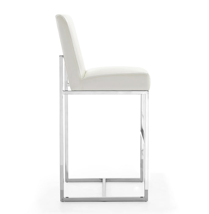 Tabouret bar Element de Manhattan Comfort de 42,13 po en chrome poli et en acier inoxydable - blanc perle