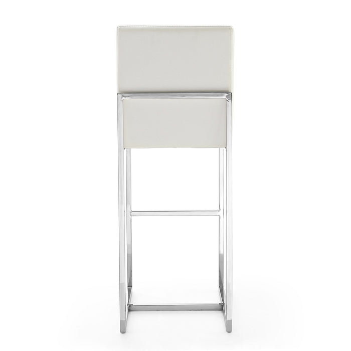 Tabouret bar Element de Manhattan Comfort de 42,13 po en chrome poli et en acier inoxydable - blanc perle