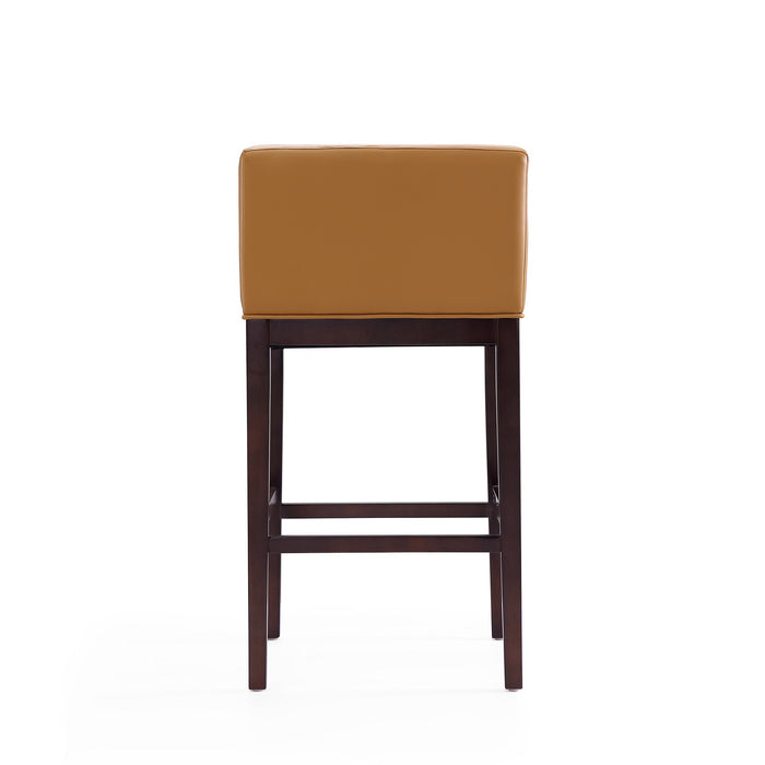 Tabouret bar Kingsley de Manhattan Comfort de 38 po en hêtre - chameau et noyer foncé