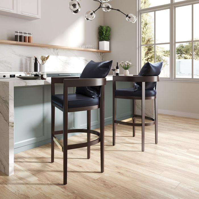 Tabouret bar Ritz de Manhattan Comfort de 38 po en hêtre - noir et noyer foncé
