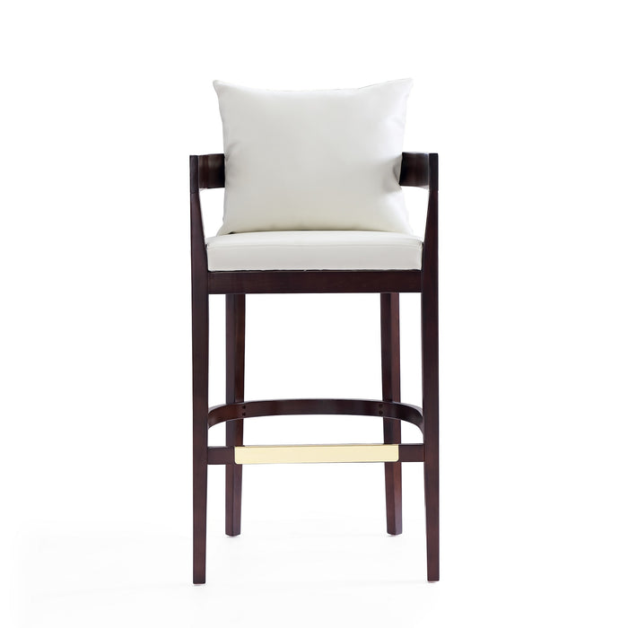 Tabouret bar Ritz de Manhattan Comfort de 38 po en hêtre - ivoire et noyer foncé