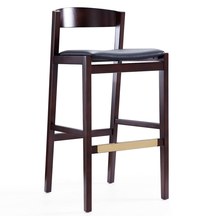 Tabouret bar Klismos de Manhattan Comfort de 40,75 po en hêtre - noir et noyer foncé