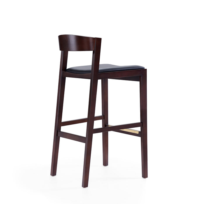 Tabouret bar Klismos de Manhattan Comfort de 40,75 po en hêtre - noir et noyer foncé