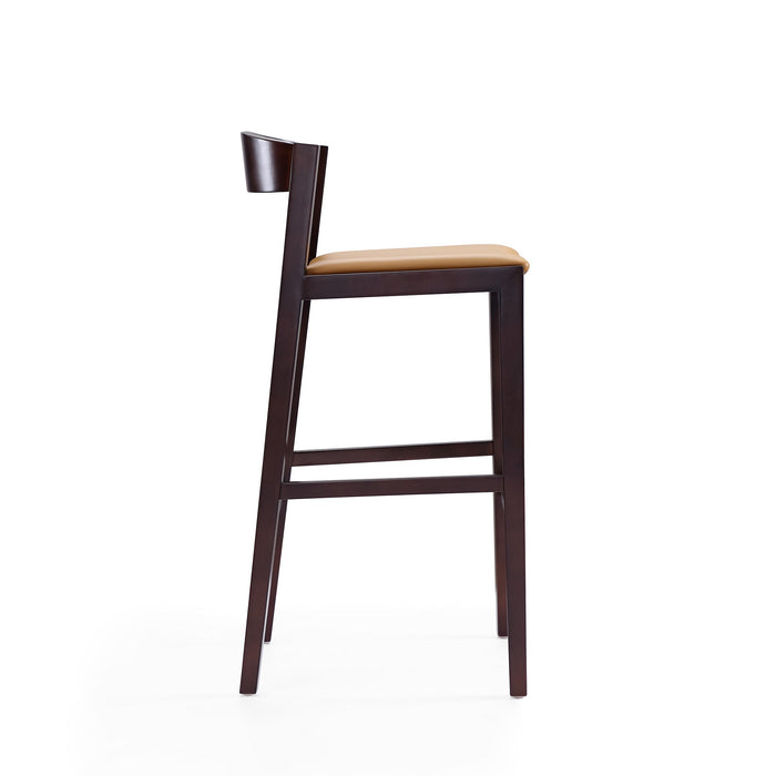 Tabouret bar Klismos de Manhattan Comfort de 40,75 po en hêtre - chameau et noyer foncé