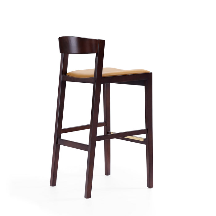 Tabouret bar Klismos de Manhattan Comfort de 40,75 po en hêtre - chameau et noyer foncé