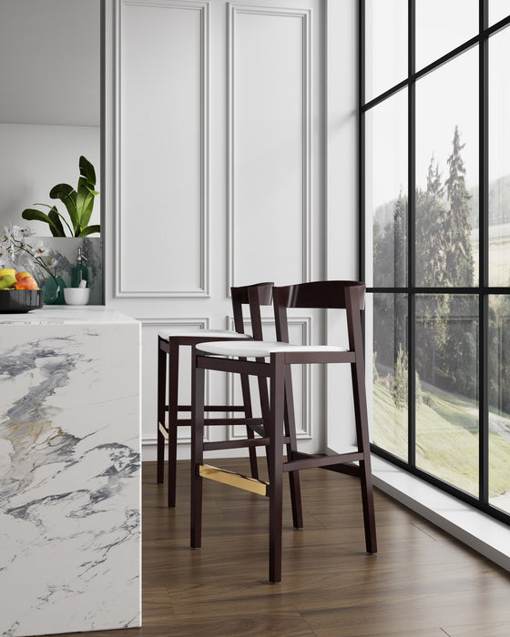 Tabouret bar Klismos de Manhattan Comfort de 40,75 po en hêtre - ivoire et noyer foncé