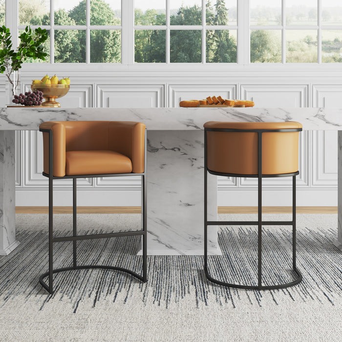 Tabouret bar Cosmopolitan de Manhattan Comfort de 37,8 po en métal - chameau et noir