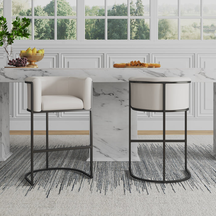Tabouret bar Cosmopolitan de Manhattan Comfort de 37,8 po en métal - crème et noir