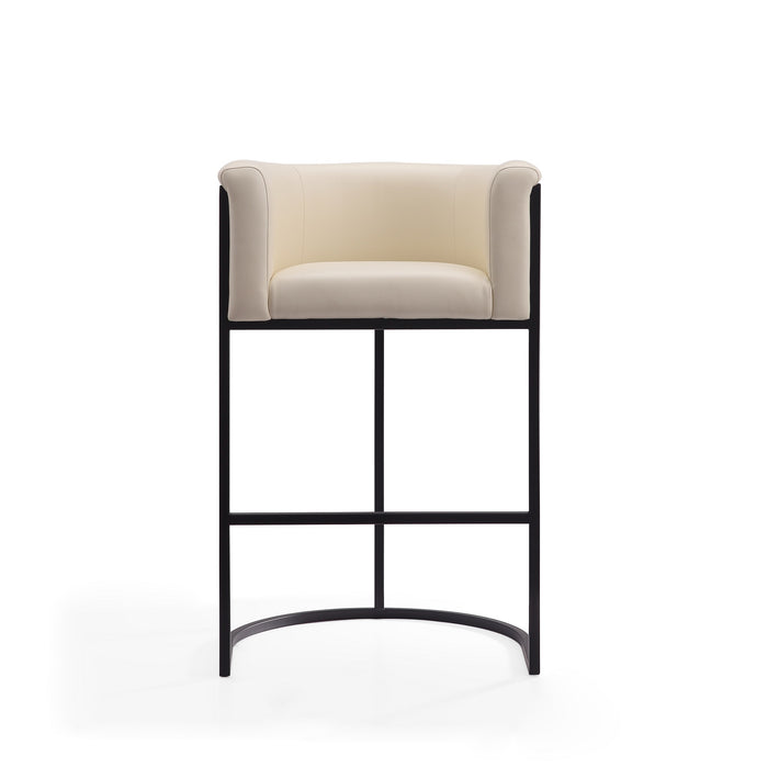 Tabouret bar Cosmopolitan de Manhattan Comfort de 37,8 po en métal - crème et noir