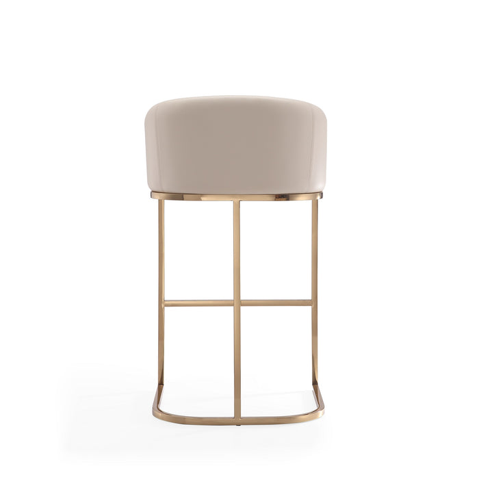 Tabouret bar Louvre de Manhattan Comfort de 40 po en acier inoxydable - crème et doré titane