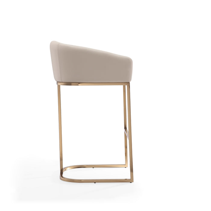 Tabouret bar Louvre de Manhattan Comfort de 40 po en acier inoxydable - crème et doré titane
