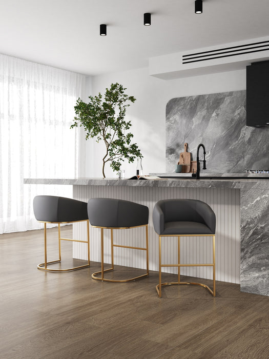 Tabouret bar Louvre de Manhattan Comfort de 40 po en acier inoxydable - gris et noir