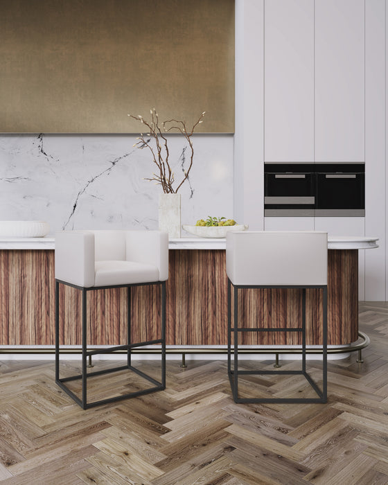 Tabouret bar Embassy de Manhattan Comfort de 38 po en métal - crème et noir