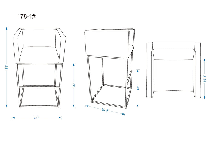 Tabouret bar Embassy de Manhattan Comfort de 38 po en métal - crème et noir