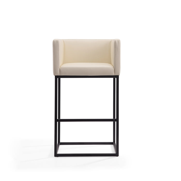 Tabouret bar Embassy de Manhattan Comfort de 38 po en métal - crème et noir