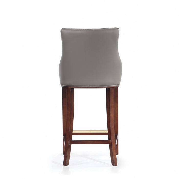 Tabouret bar moderne Shubert de Manhattan Comfort avec revêtement en similicuir et pattes en hêtre - taupe foncé