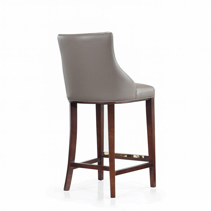 Tabouret bar moderne Shubert de Manhattan Comfort avec revêtement en similicuir et pattes en hêtre - taupe foncé