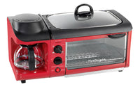 Station déjeuner rétro 3 en 1 de Nostalgia de format familial avec four grille-pain rouge - BST3RR