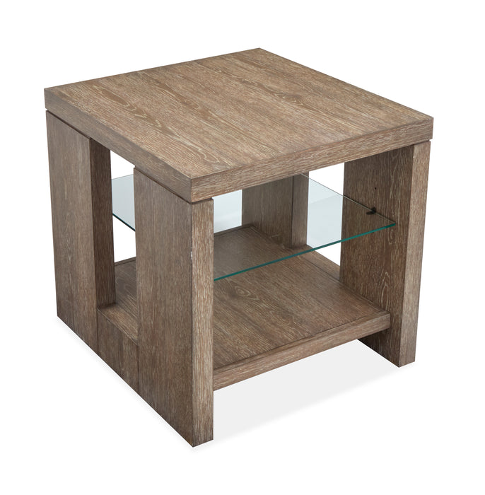 Table de bout Bukley de 24 po avec tablette réglable - brun épicé