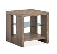 Table de bout Bukley de 24 po avec tablette réglable - brun épicé