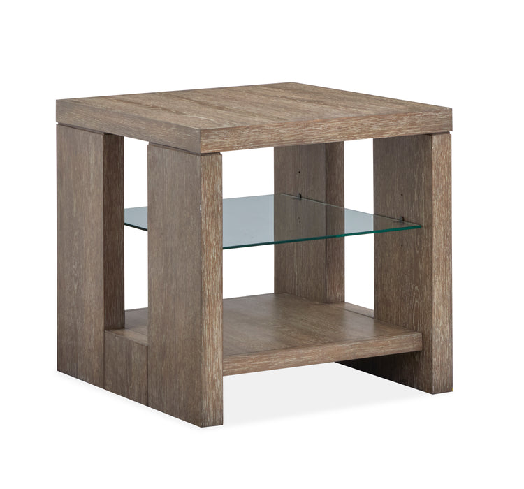 Table de bout Bukley de 24 po avec tablette réglable - brun épicé