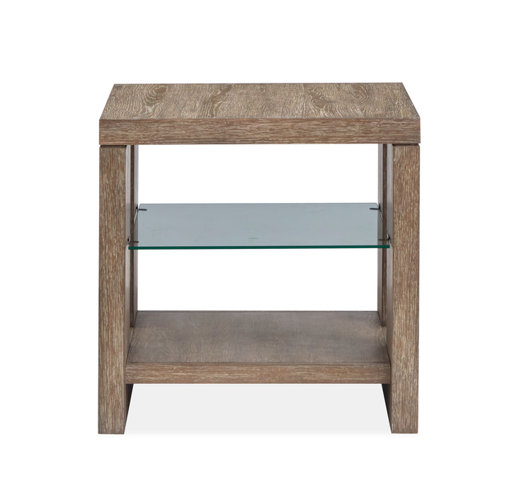 Table de bout Bukley de 24 po avec tablette réglable - brun épicé