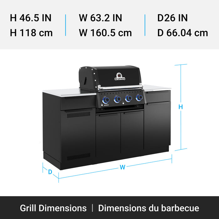 Broil King Baron 420i Shadow 4-bruleurs 40 000 BTU Barbecue a gaz propane encastre - 875814