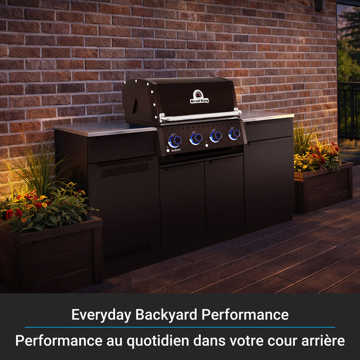 Broil King Baron 420i Shadow 4-bruleurs 40 000 BTU Barbecue a gaz naturel encastre - 875817