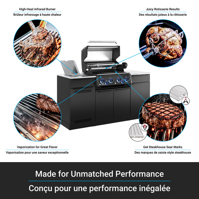 Broil King Baron 490i Shadow 4-bruleurs 40 000 BTU Barbecue a gaz naturel encastre - 875847