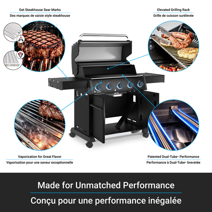 Broil King Baron 520 Pro Shadow 5-bruleurs 45 000 BTU Barbecue a gaz propane - 675114