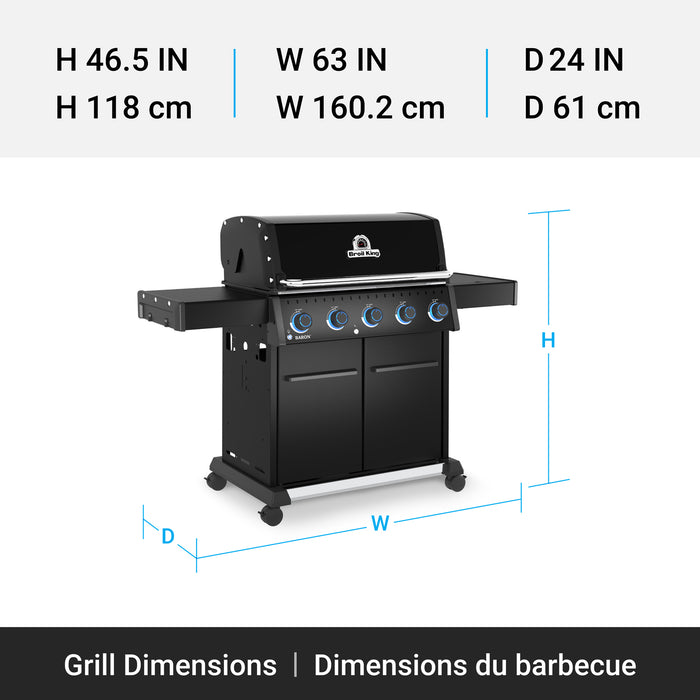 Broil King Baron 520 Pro Shadow 5-bruleurs 45 000 BTU Barbecue a gaz propane - 675114