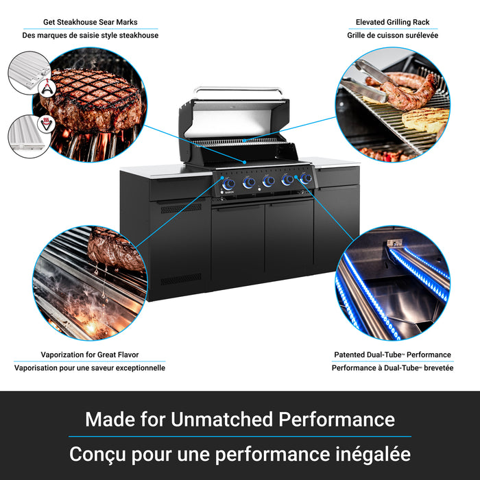 Broil King Baron 520i Shadow 4-bruleurs 45 000 BTU Barbecue a gaz naturel encastre - 876817
