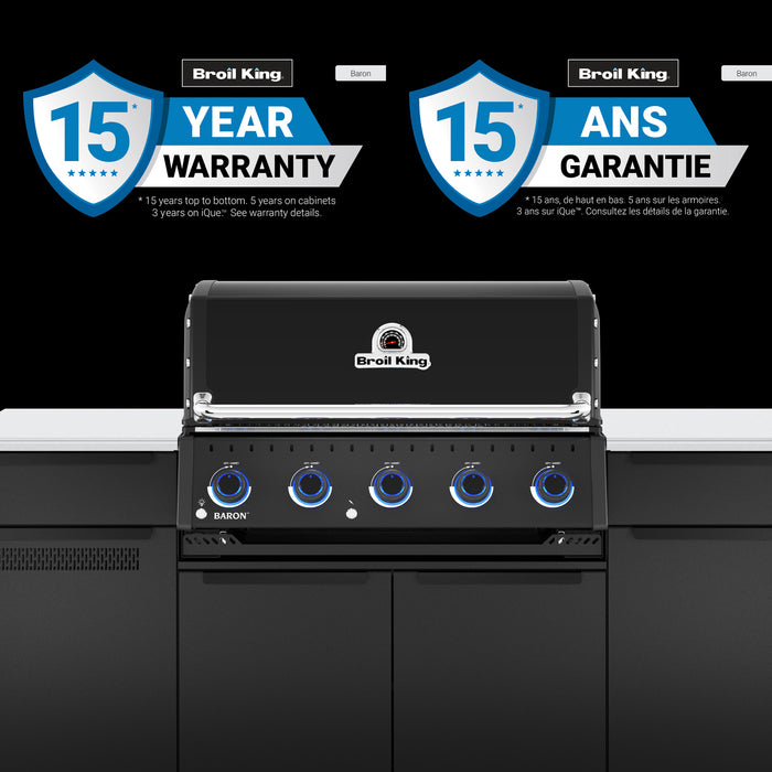 Broil King Baron 520i Shadow 4-bruleurs 45 000 BTU Barbecue a gaz propane encastre - 876814