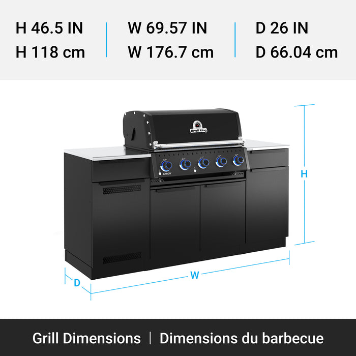 Broil King Baron 520i Shadow 4-bruleurs 45 000 BTU Barbecue a gaz naturel encastre - 876817