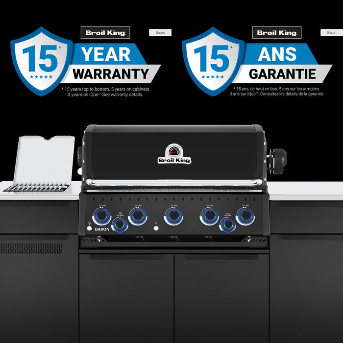 Broil King Baron 590i Shadow 5-bruleurs 45 000 BTU Barbecue a gaz naturel encastre - 876847