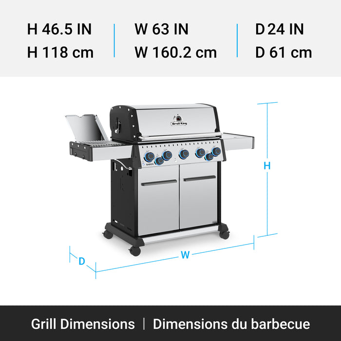 Broil King Baron S 590 Pro IR 5-bruleurs 45 000 BTU Barbecue a gaz propane - 678344