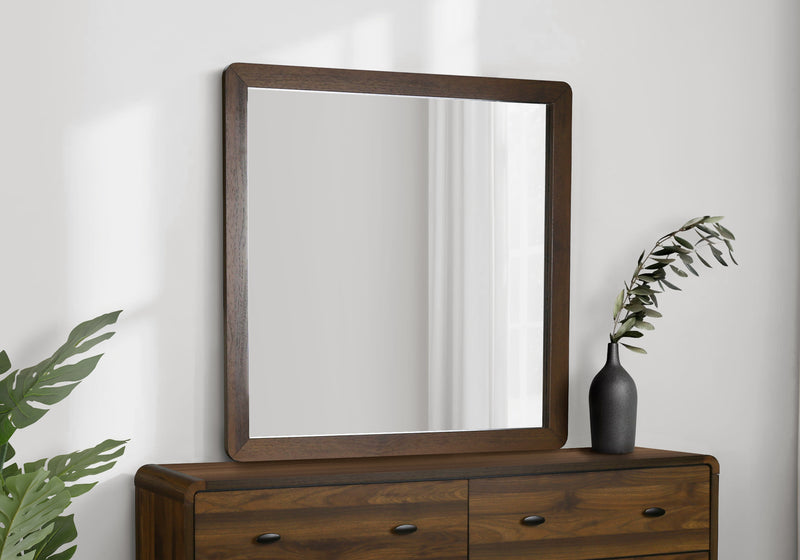 Miroir de commode de chambre à coucher Cami, à fixer au meuble ou à suspendre au mur - brun
