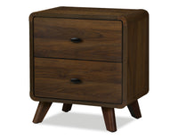  Table de nuit moderne du milieu du 20e siècle Cami de 17 po (L) x 24,8 po (H) à 2 tiroirs - brune