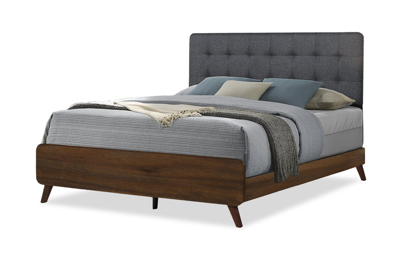 Ensemble de chambre à coucher de style moderne du milieu du 20e siècle Cami 5 pièces avec lit, commode et miroir, brun - grand lit