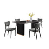 Ensemble de salle à manger Capri de Kort & Co. 5 pièces avec table de 72 po (L), touches dorées, base piédestal et 4 chaises - anthracite
