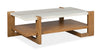 Table à café Carlisle de 55,5 po avec rangement et dessus en imitation de granite - blé miel