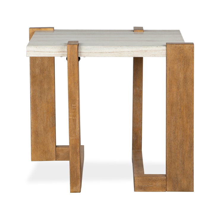 Table de bout Carlisle de 24,5 po avec dessus en imitation de granite - blé miel